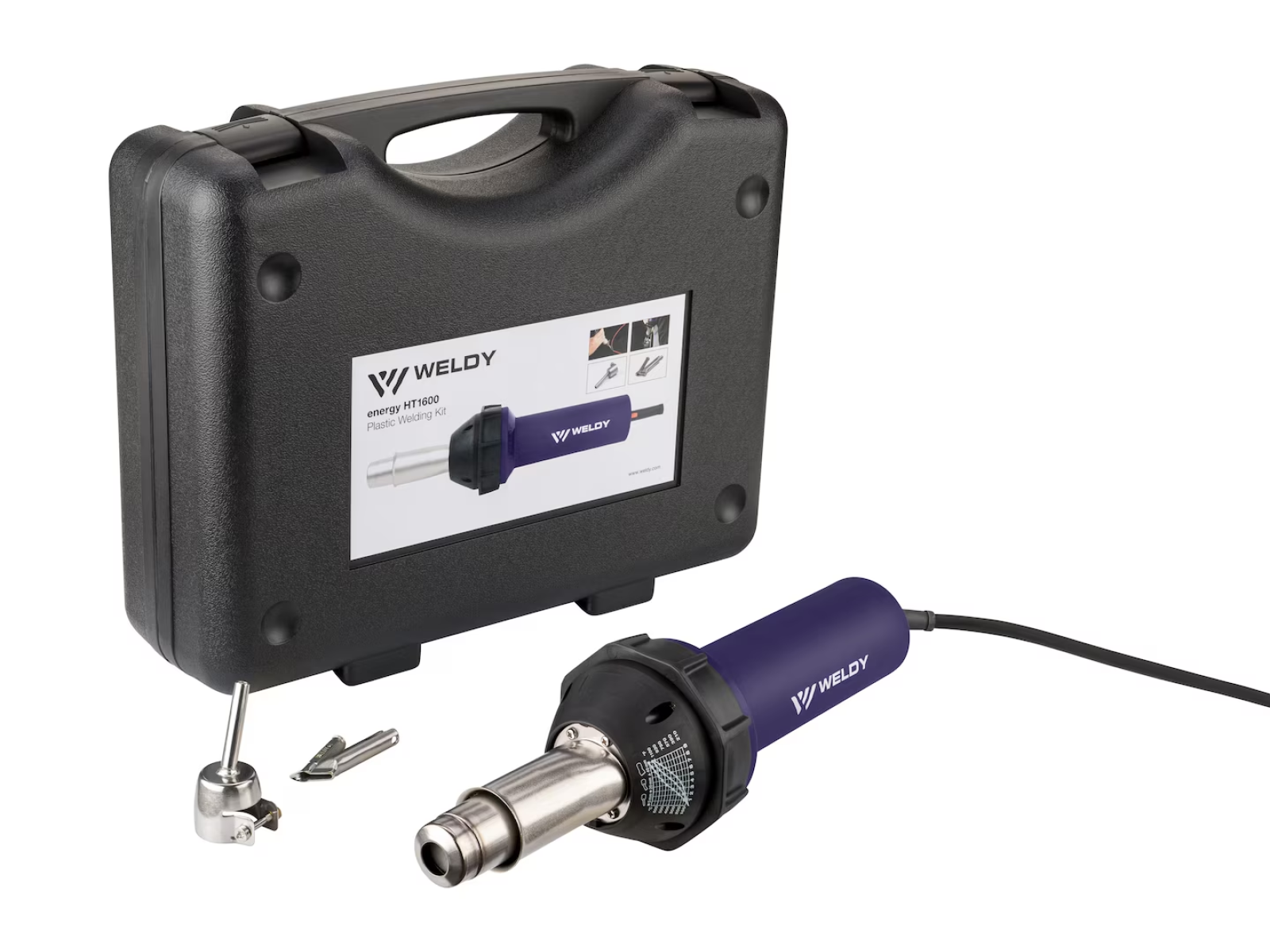 Фен Leister Weldy Energy HT1600 з насадками для зварювання пластику та кейсом Фен Leister Weldy Energy HT1600 з насадками для зварювання пластику та кейсом
