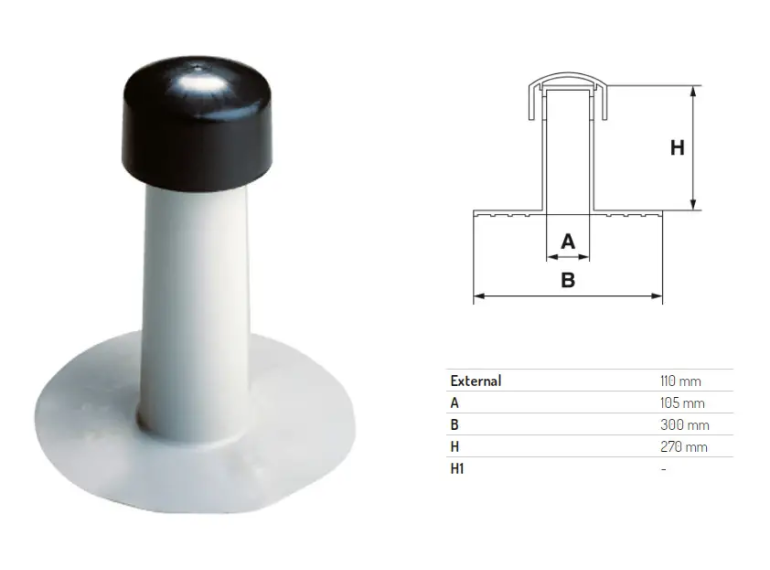 ПВХ флюгарка. Аэратор Ø 110 мм h 270 мм ПВХ флюгарка. Аэратор Ø 110 мм h 270 мм