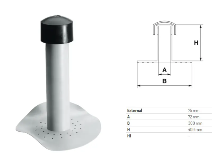 ПВХ Аератор (флюгарка) Ø 75 мм h 400 ПВХ Аератор (флюгарка) Ø 75 мм h 400