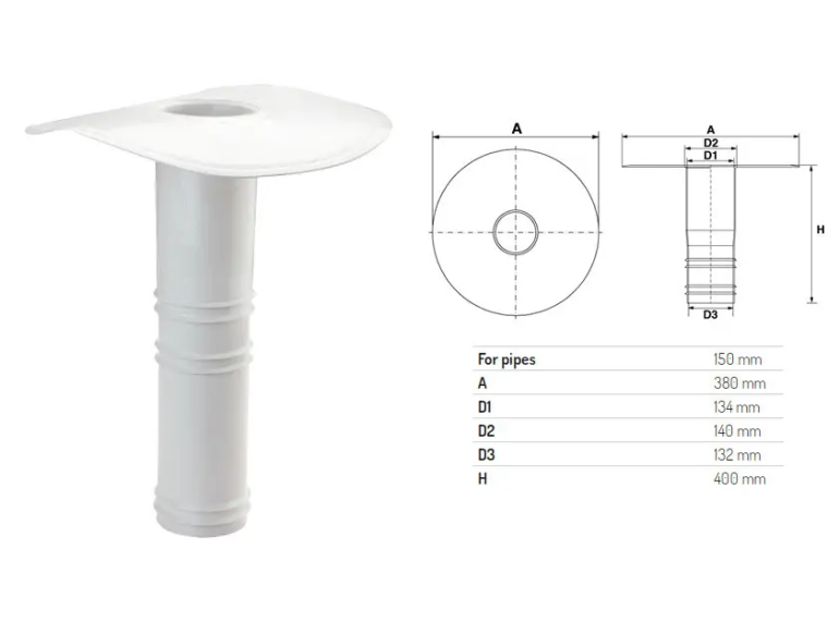 Воронка дренажная для мембраны ПВХ Ø 150 L 400 мм Воронка дренажная для мембраны ПВХ Ø 150 L 400 мм