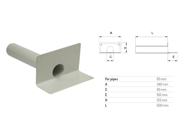 Переливная, парапетная воронка ПВХ Ø 63 мм L 500 мм Переливная, парапетная воронка ПВХ Ø 63 мм L 500 мм